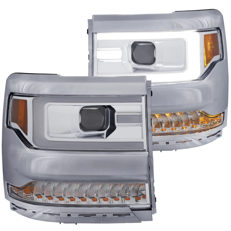 ANZO 16-17 Chevy Silverado 1500 Projektor-Scheinwerfer Plank Style Design Chrom mit Bernstein