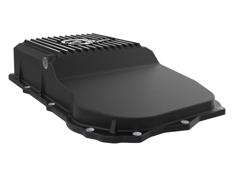 aFe 18-25 Jeep Wrangler JL V6 Transmission Pan - Black w/ Machined Fins