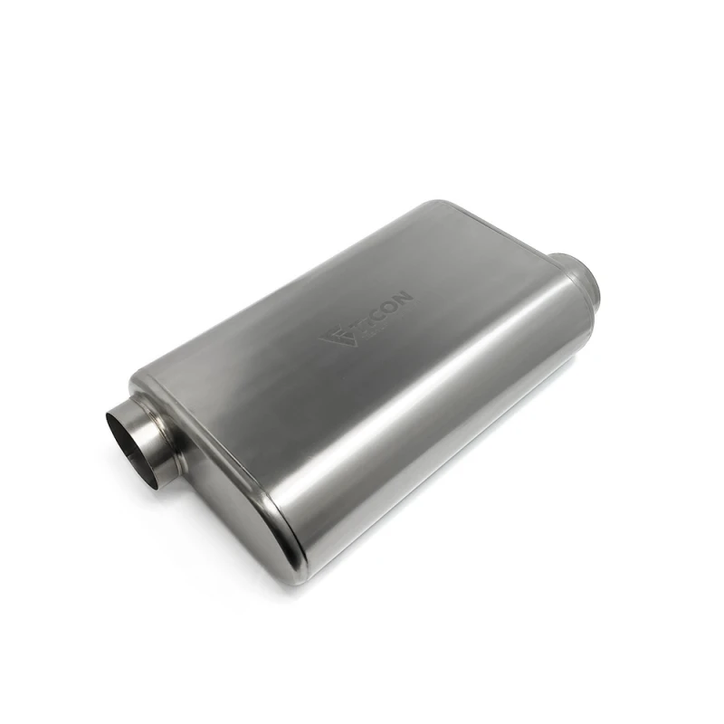 Ticon Industries 17in Overall Length 3in Thin Oval Titanium Muffler - 3in Offset In/Offset Out