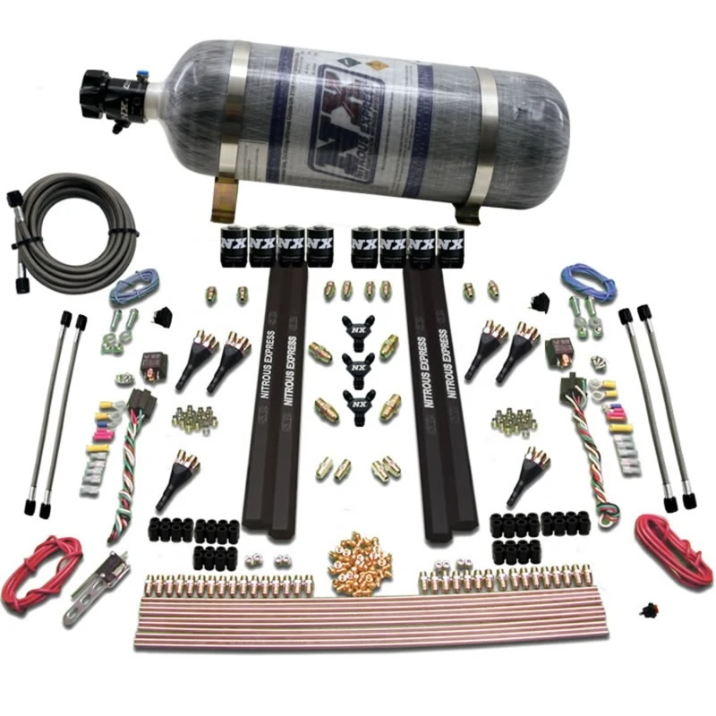 Nitrous Express 6-Zylinder SX2 Dual-Stage-Düsen-Nitrous-Kit mit 12lb-Flasche