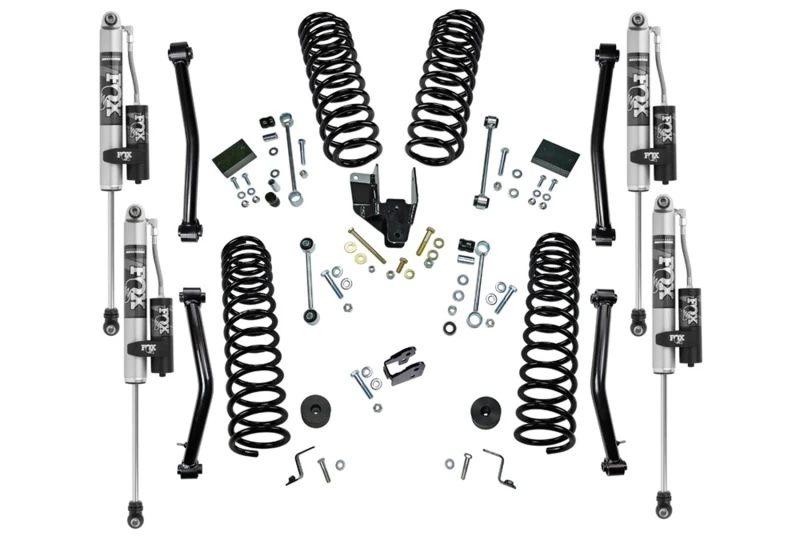 Superlift 4 Zoll Dual Rate Coil Lift Kit mit Fox 2.0 Reservoir Stoßdämpfern für 2018–2022 Jeep Wrangler JL (NO Mojave) 4WD