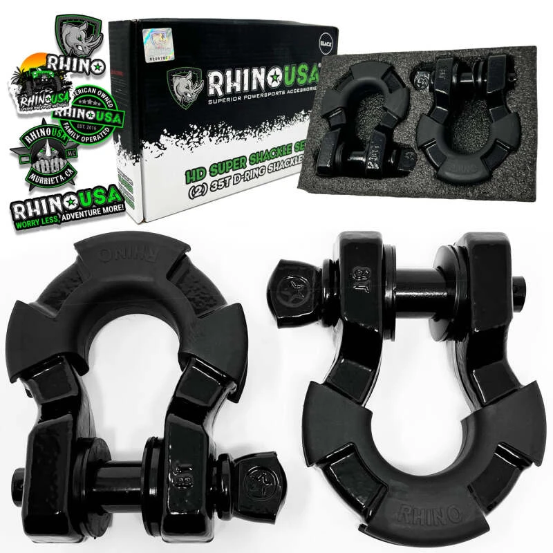 Rhino USA 8T Super Shackle 2-Pack (Schwarz)