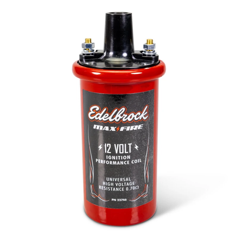 Edelbrock Ignition Coil - Electric Oil Filled -.70 PR Red w/ Black Top