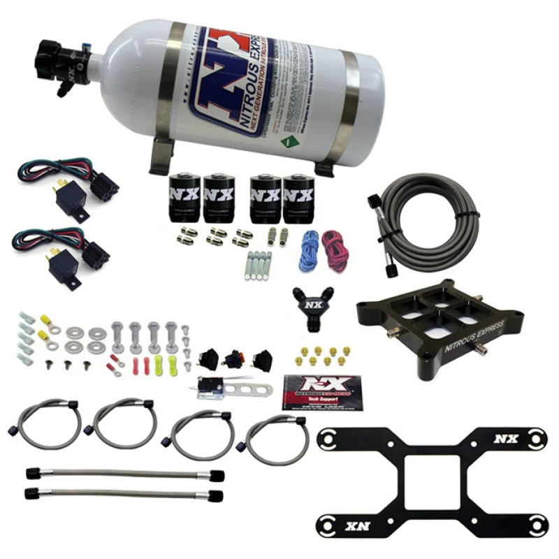 Nitrous Express Dry Quad Stage Billet Crossbar Plate System 100-2000hp (4150 Flange) w/10lb Bottle
