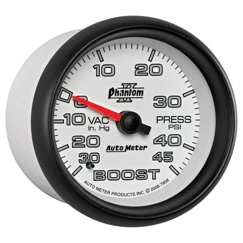 Autometer Phantom II 2-5/8 Zoll 30INHG-45PSI Phantom Mechanischer Boost/Vakuum-Messer