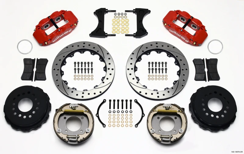 Wilwood Narrow Superlite 4R Hintere Bremse Kit 12,88 Zoll Bohrung Rot Chevy 12 Bolt mit C-Clips