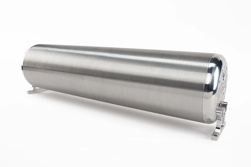 Air Lift Performance 24in. FLO Tank w/ Raw End Caps / Brushed Tube (Includes Two Mounting Brackets)