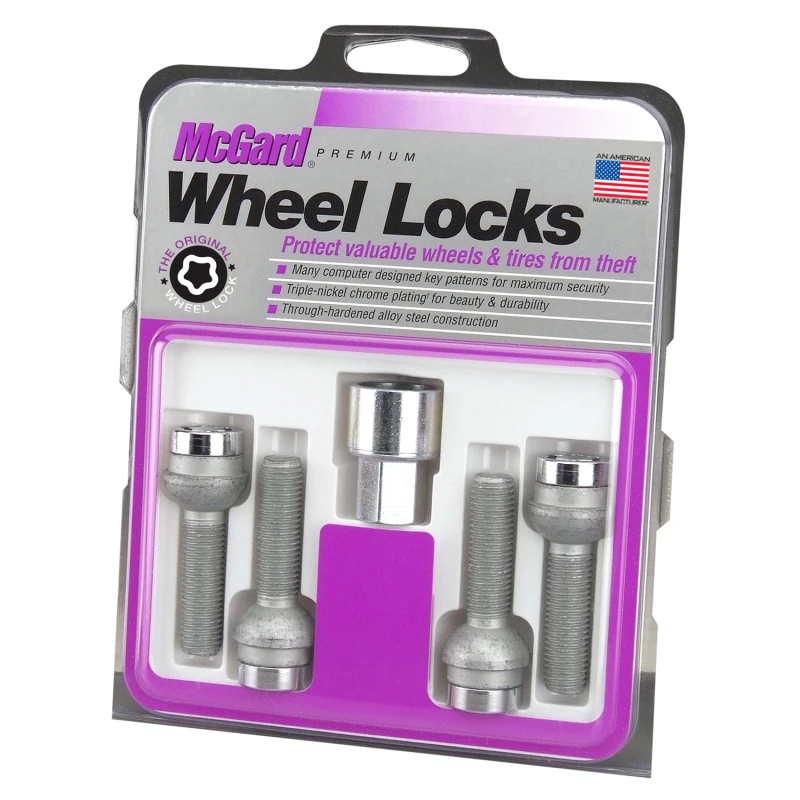 mcgard_28174-67940072ebcbb McGard Wheel Lock Bolt Set - 4pk. (Radius Seat) M14X1.5 / 17mm Hex / 27.0mm Shank Length - Chrome