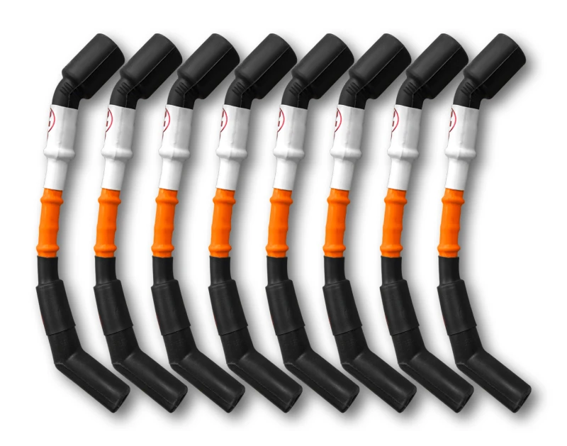 Kooks 10mm Zündkerzenkabel - Orange mit schwarzen Stiefeln (8-teiliges Set)