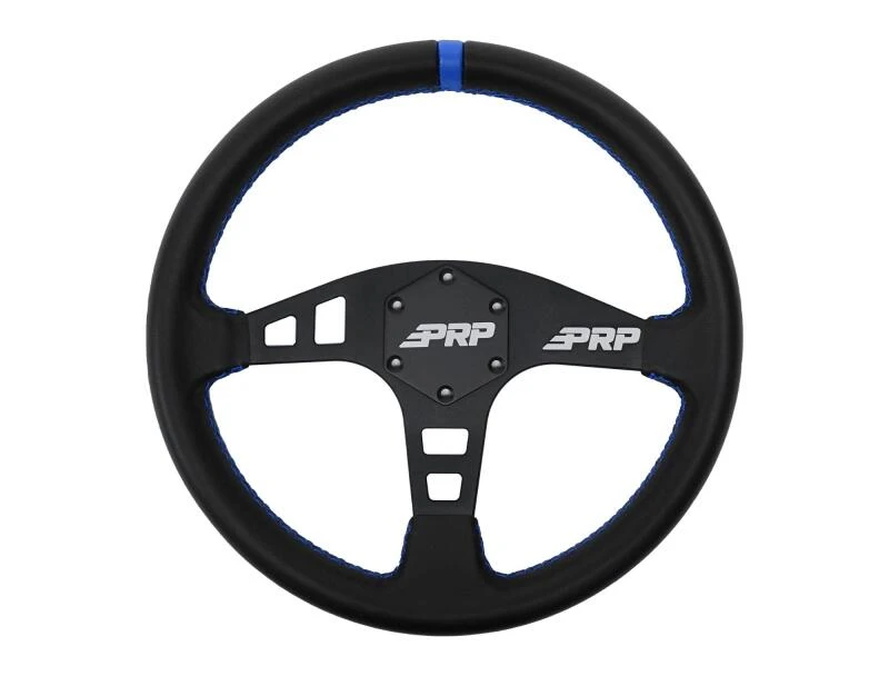 PRP Flat Leather Steering Wheel - Blue
