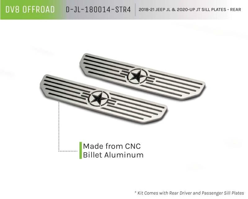 DV8 Offroad Hintere Schwellerplatten für 2018–2019 Jeep Gladiator JL
