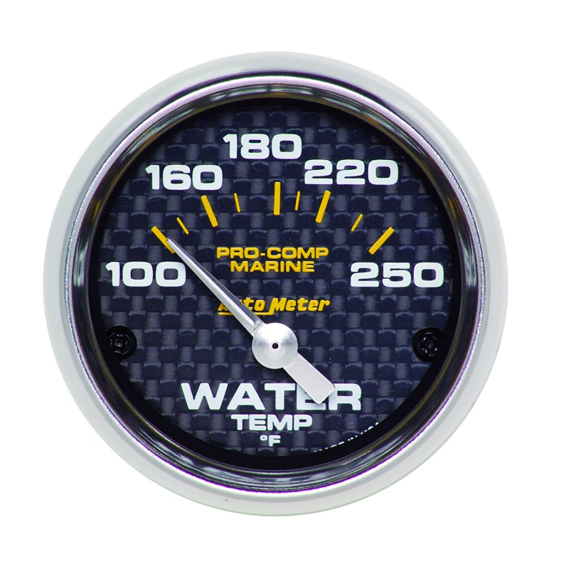 Autometer Marine Carbon Fiber Ultra-Lite 2-1/16in 100-250 Degrees Electric Water Temperature Gauge