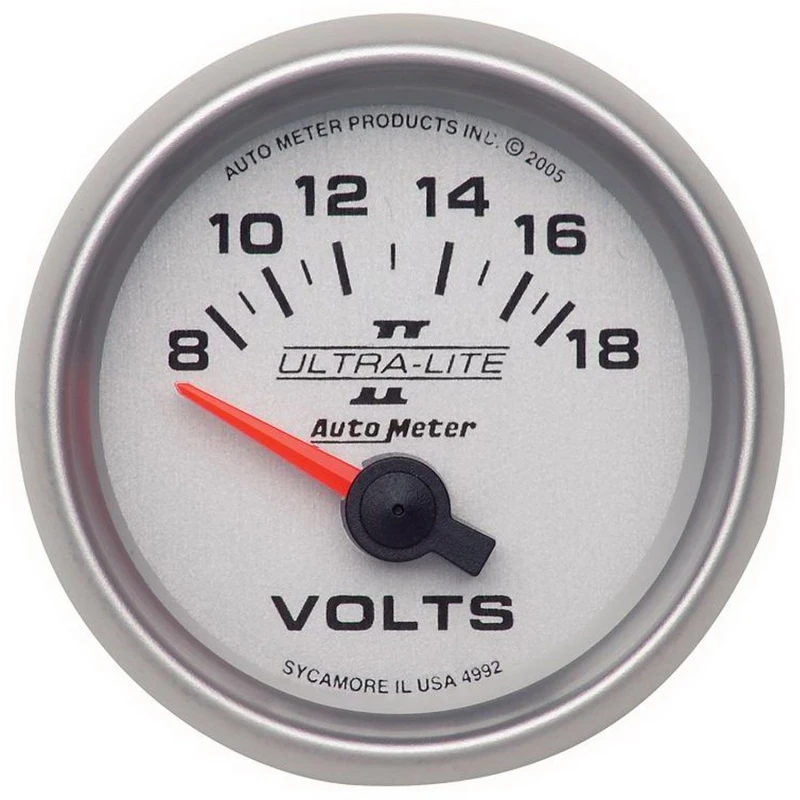 Autometer Ultra-Lite II 52mm 8-18 Volt Kurzschwinger Elektronischer Voltmeter