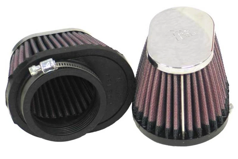 K&N Universaler Chrom-Filter 2 1/8 Zoll FLG / 4 Zoll x 3 Zoll Boden / 2 Zoll Oben / 2 3/4 Zoll Höhe (2 pro Karton)