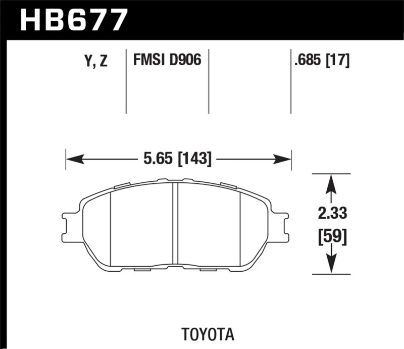 hawk-performance_HB677Z.685-6793423260a89 Hawk Lexus 02-03/04-06 ES300/330 Toyota 98-12 Tacoma/Adynl Modelle Straßen-Perf Keramik-Bremsbeläge