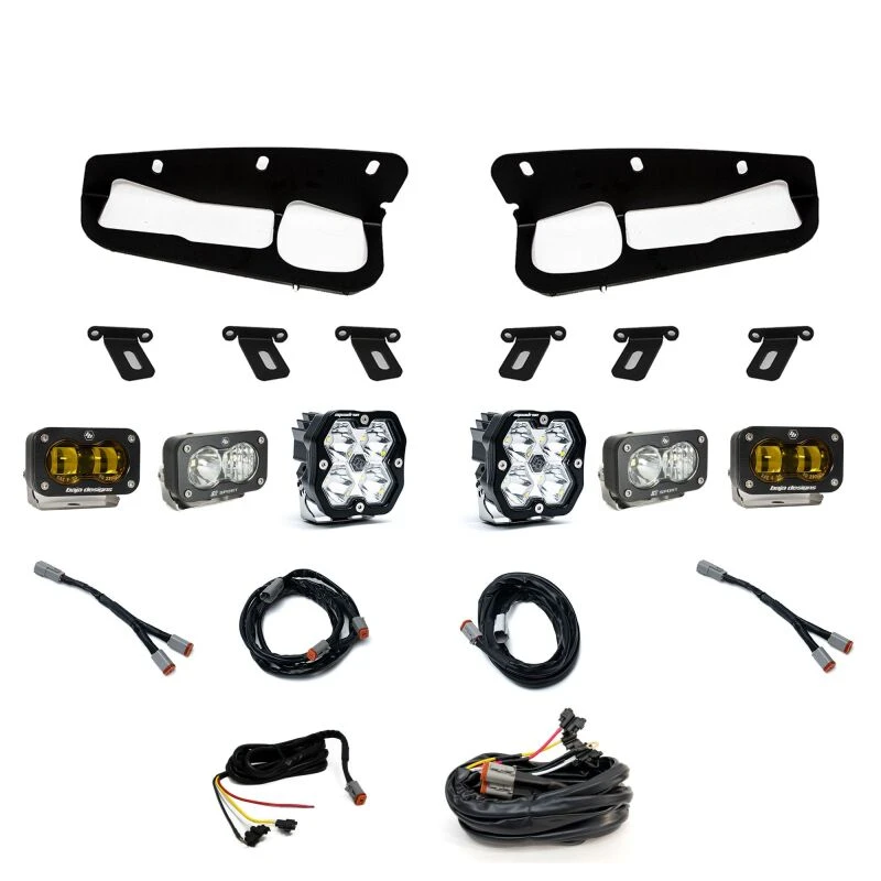Baja Designs 21-25 Ford Bronco Squadron 2.0 Sport (Spot) & S2 Sprt D/C Clr /S2 SAE Ambr ST Bmpr w/UP
