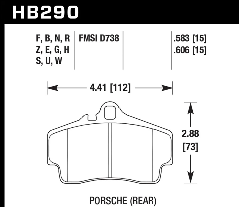 hawk-performance_HB290E.583-67934211586e9 Hawk 98-08 Porsche 911 Carrera 2 / 07-08 Boxster S / 06-08 Cayman S Rear DTC-60 Race Brake Pads