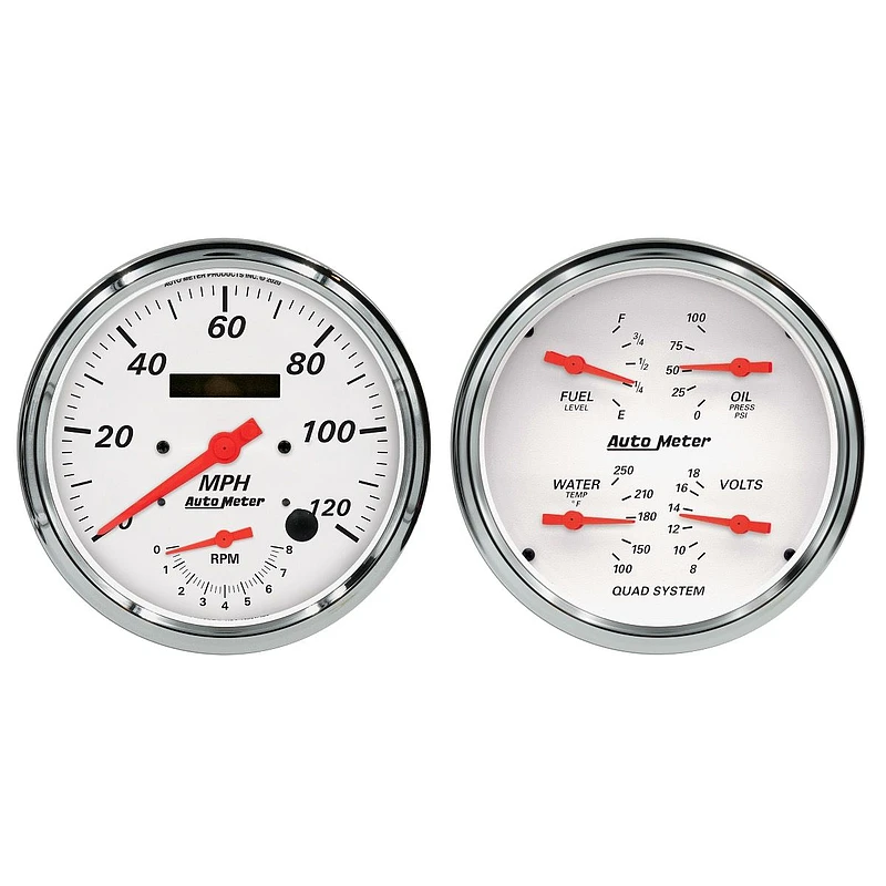 Autometer Arctic White Quad & Tach/Speedo 5in. - 2 pc.
