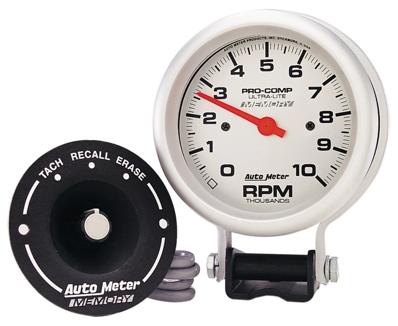 AutoMeter-Tachometer 3-3/4 Zoll 10.000 U/min Sockel mit Peak-Memory Ultra-Lite