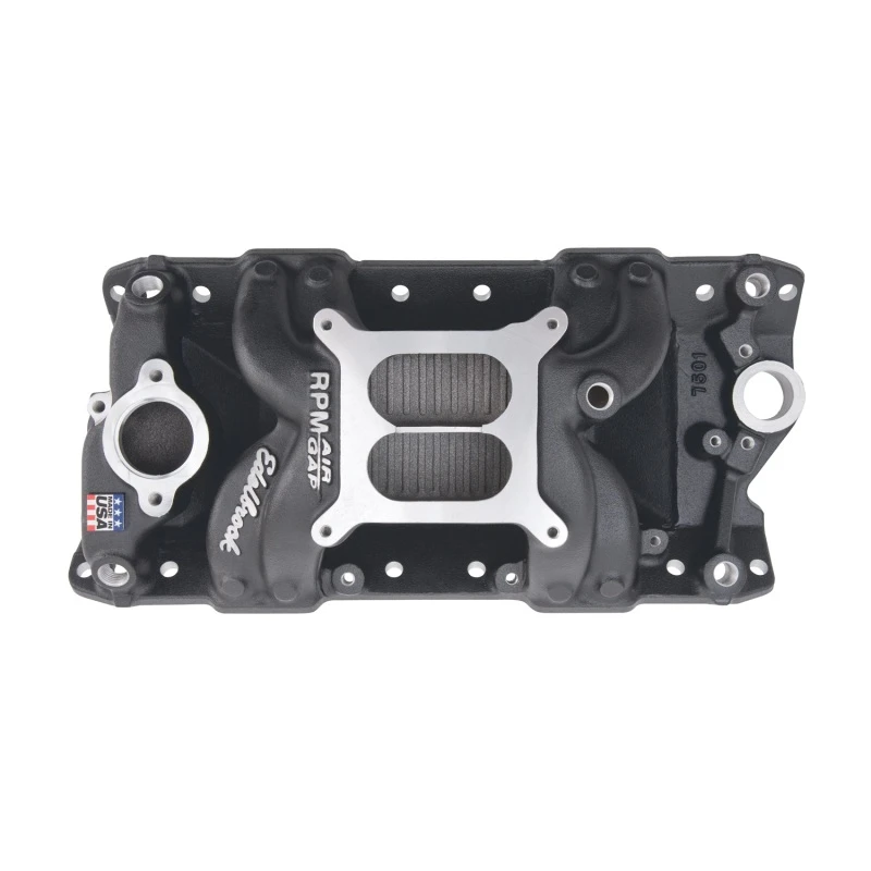 Edelbrock Ansaugkrümmer RPM Air-Gap Small-Block Chevy 262-400 Schwarz