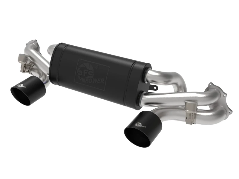 aFe MACHForce XP 2,25 Zoll-2,5 Zoll 304 Edelstahl Cat-Back Auspuff Porsche 20-22 Cayman GT4(718) 4,0L - Schwarze Endrohre
