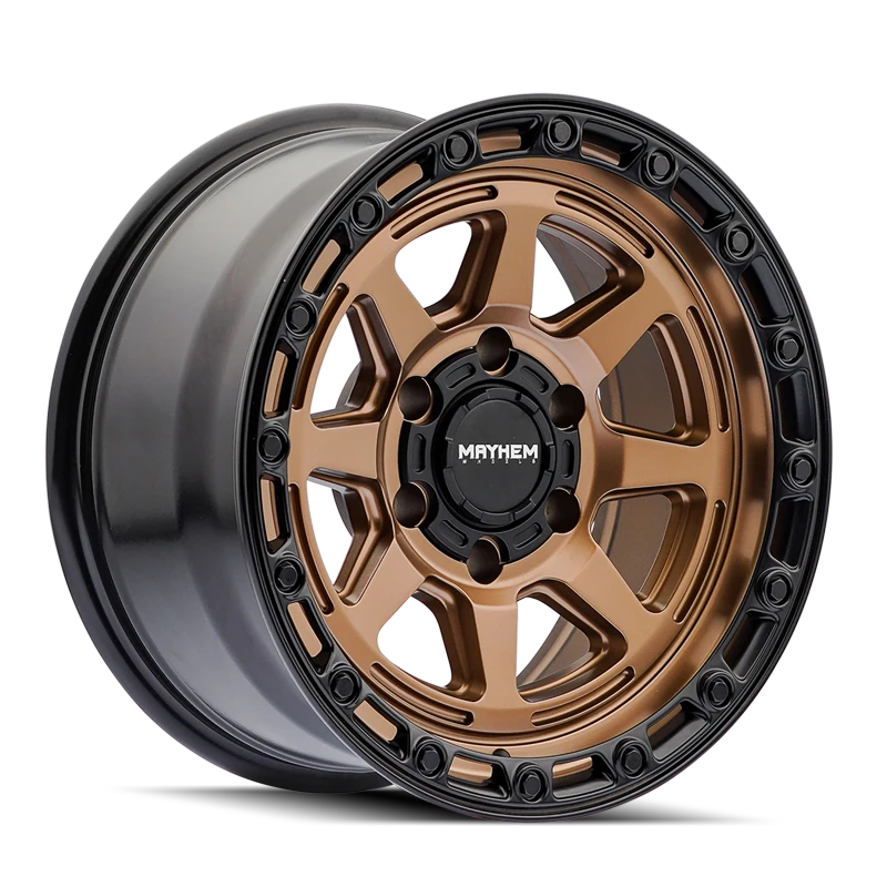 Mayhem 8306 Ridgeline 17x8.5 / 6x139.7 BP / -6mm Offset / 106.1mm Hub Satin Bronze/Black Lip Wheel