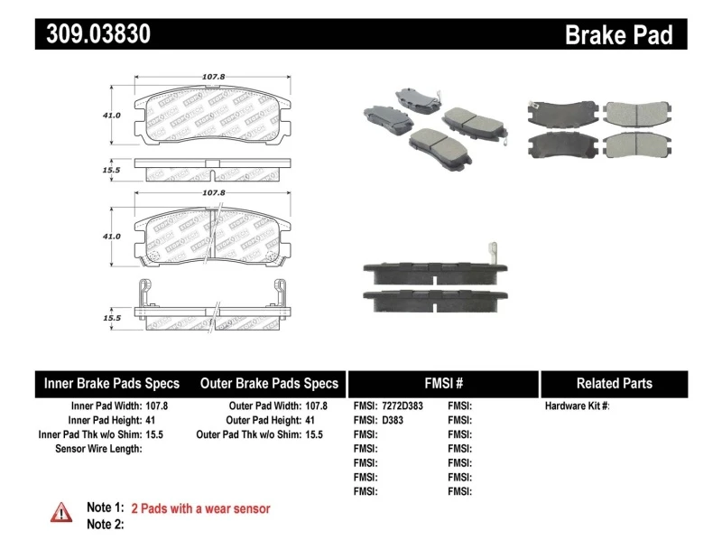 stoptech_309.03830-6794f7589deaa StopTech Performance 4/89-99 for Mitsubishi Eclipse GST Rear Brake Pads