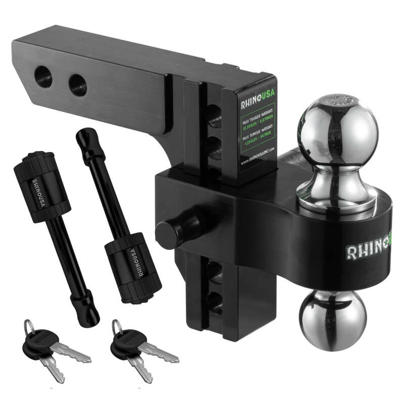 Rhino USA 6In Heavy Duty Drop Hitch - 2In (Schwarz)
