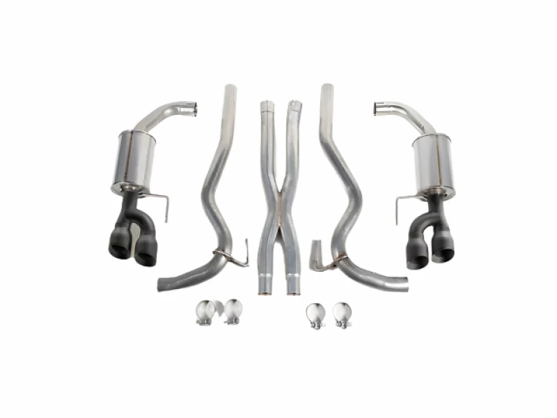 Roush 18-23 Mustang 5.0L V8 Black Tip Cat Back Exhaust Kit (Quad Tip Non-Active)