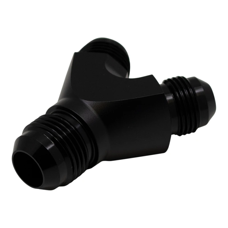 DeatschWerks 8AN-Männlich-Flare zu 8AN-Männlich-Flare zu 10AN-Männlich-Flare Y-Fitting - eloxiertes mattes Schwarz