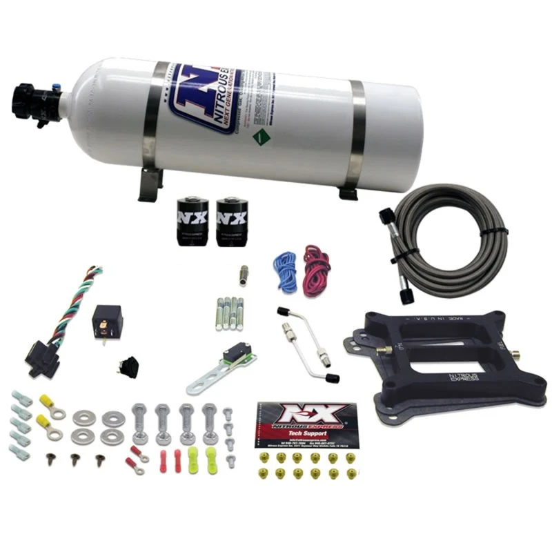 Nitrous Express 4150 4-BBL/Alkohol Nitrous Kit (50-300PS) mit 15lb Flasche