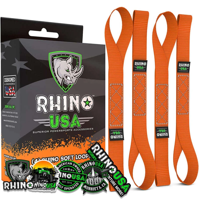 Rhino USA Soft Loops Motorcycle Tie-Down Set 4-Pack Orange