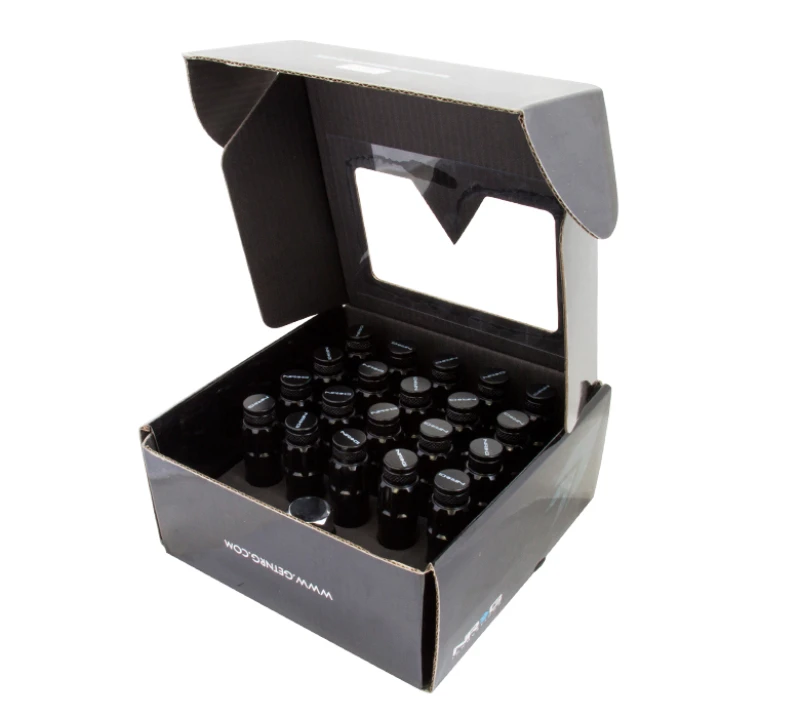 NRG 700 Series Stahl Radmuttern M12 x 1,5 mit Staubkappen, 21-teilig, Schwarz