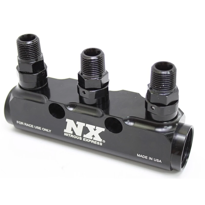 Nitrous Express Kraftstoff-Log 3-Port mit Anschlüssen