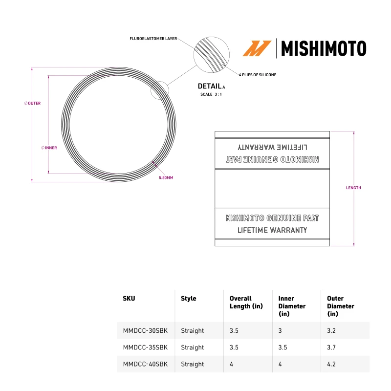 Mishimoto Duracore 3.5in Straight Coupler