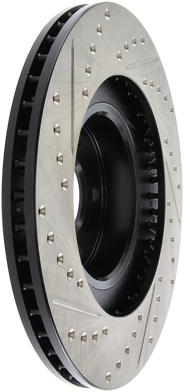 StopTech Slotted & Drilled Left Front Rotor (exc. STi) for 02-10 Subaru WRX