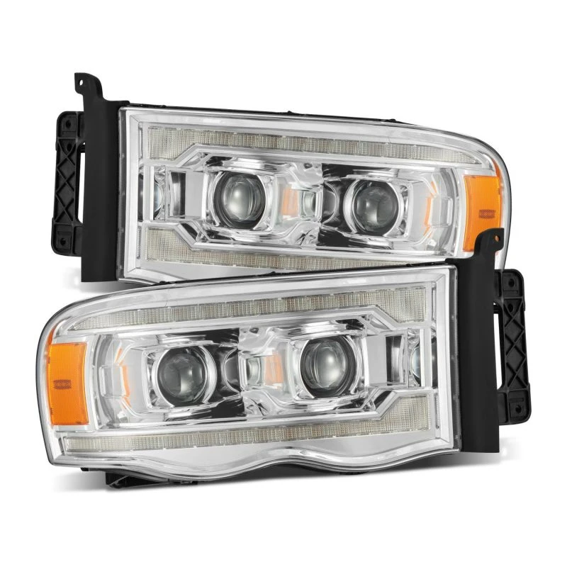 AlphaRex 02-05 Dodge Ram 1500 LUXX LED Proj Scheinwerfer Plank Style Chrom mit Aktiv-Licht/Seq Signal