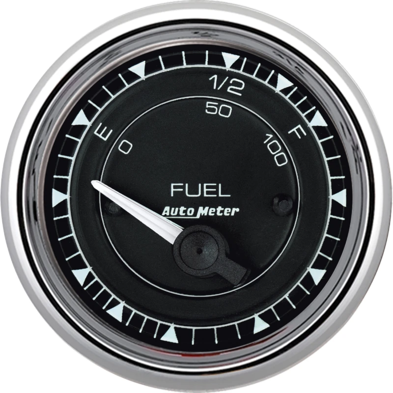 AutoMeter Chrono 2-1/16in 73E-10F Ohm Electric Fuel Level Gauge - Chrome