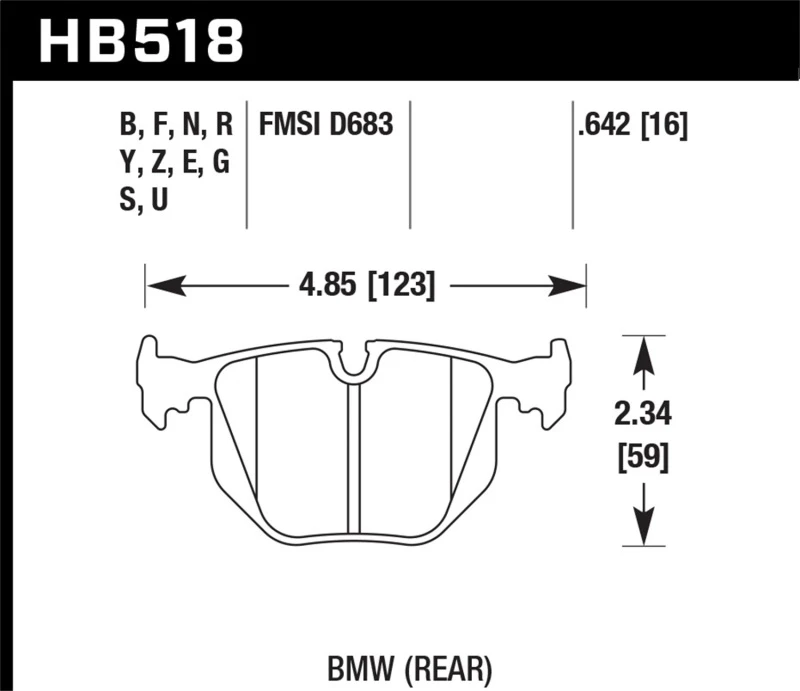 Hawk BMW 330CI/330I/330XI/525i/740i/754iL/M3/M5/X3/X5/Z4/Z8 / Range Rover HSE HT-10 Rennbremsbelag hinten