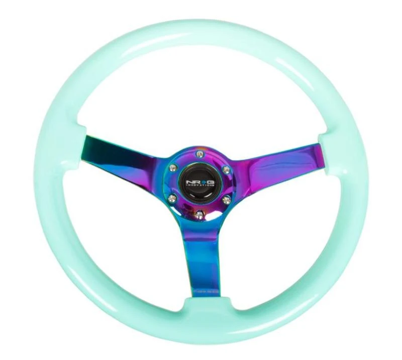 NRG Reinforced Steering Wheel 350mm Minty Fresh Wood Grain