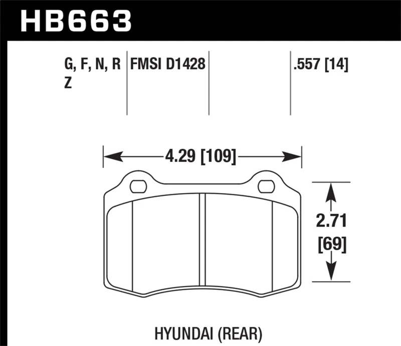 Hawk 10 Hyundai Genesis Coupe (Track mit Brembo-Bremsen) HPS Street 14mm hintere Bremsbeläge