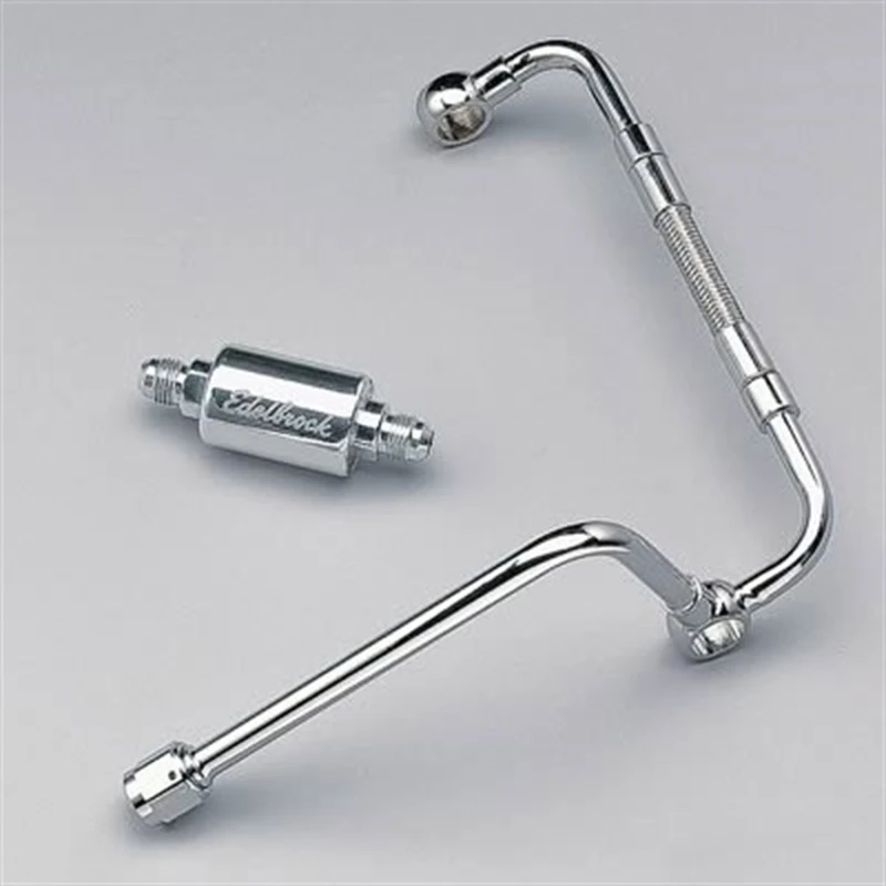 Edelbrock Dual Feed Line/Thunder Series Carb mit poliertem Kraftstofffilter