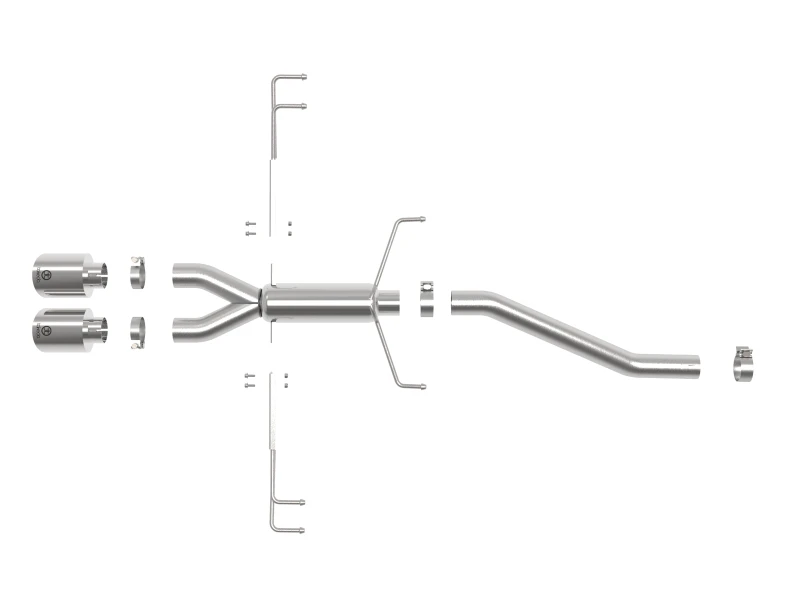 aFe Takeda 2,5-Zoll-304SS-Achse-Rückseite-Auspuff-System 17-19 Honda Civic Type R L4-2,0L (t) - Polierter Auspuff