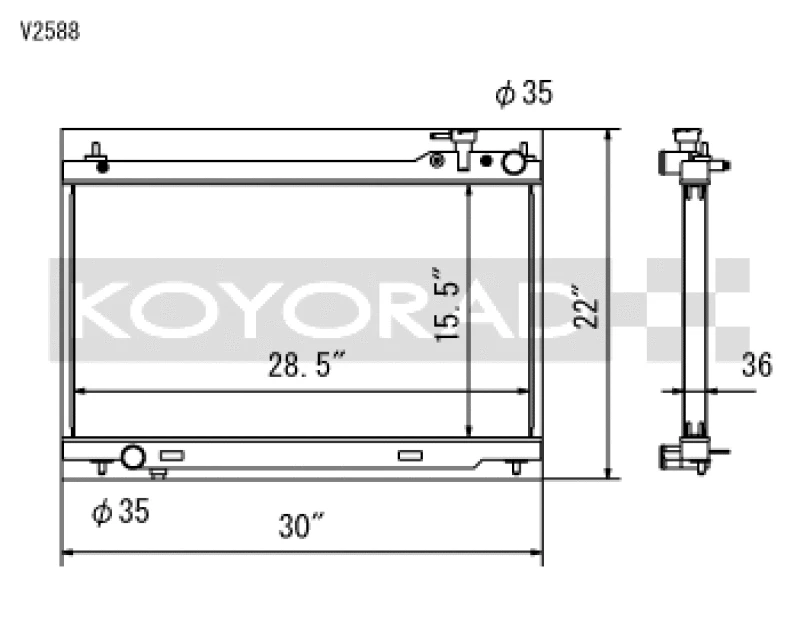 Koyo Aluminium Kühler für 2003–2007 Infiniti G35 Coupe / 2003–2006 G35 Sedan VQ35DE (MT)