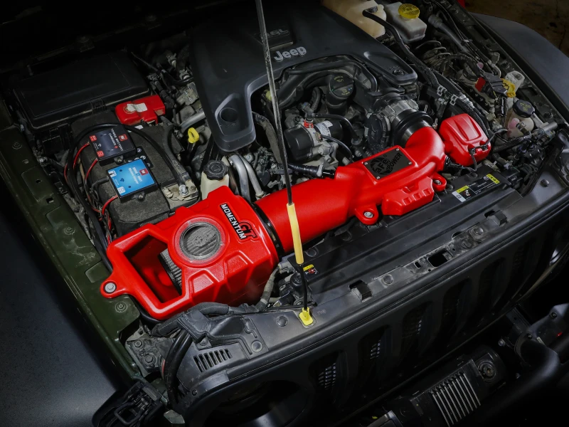 aFe Momentum GT Pro DRY S Kaltluft-Ansaugsystem 2018+ Jeep Wrangler (JL) V6 3.6L (Rote Ausgabe)
