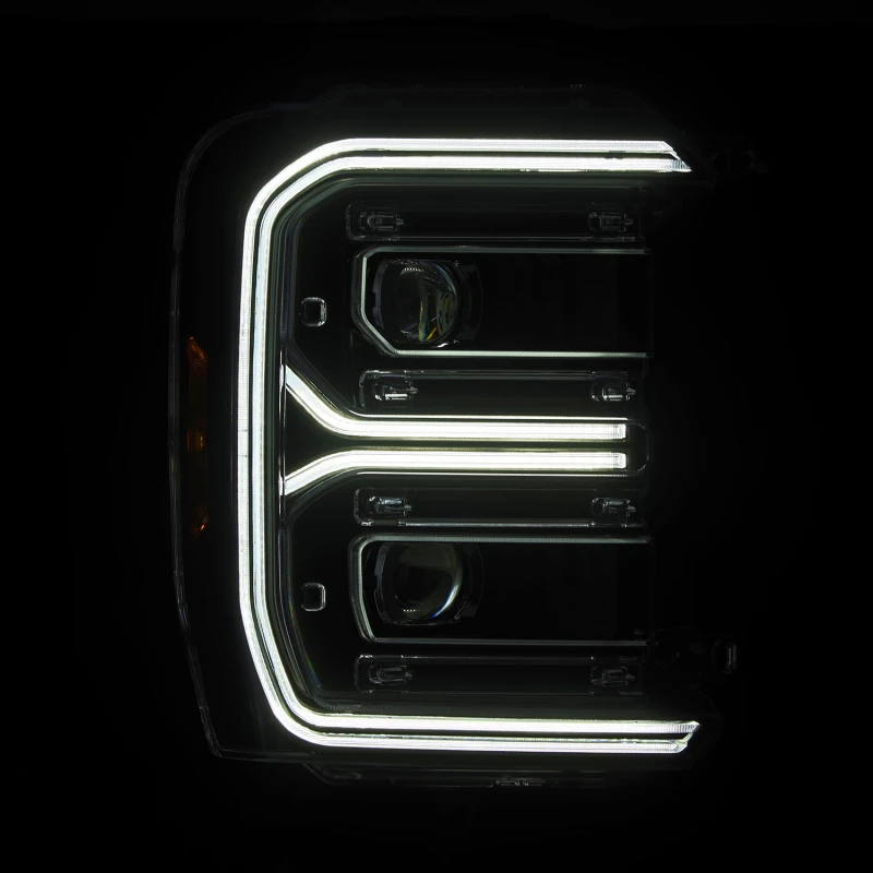 AlphaRex 23-26 Ford F-250 SD LUXX LED Proj Headlights Blk w/Activ Light/Seq Signal/Switchback
