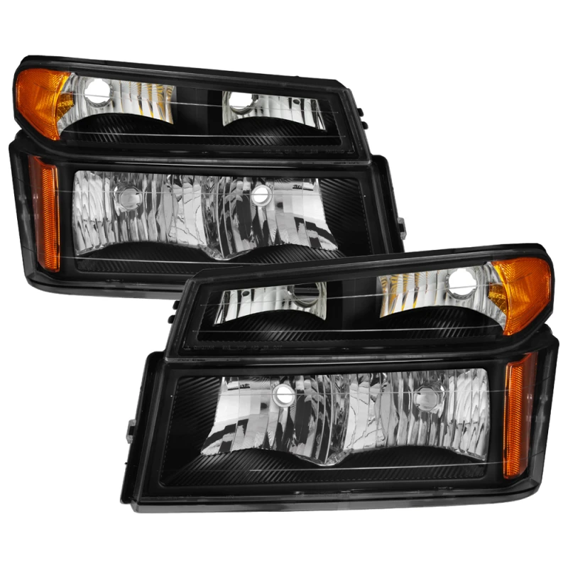 spyder_9032110-6794cf9395ede Xtune Chevy Colorado 04-12 OEM Headlights w/ Bumper Lights Black HD-JH-CCOL04-SET-BK