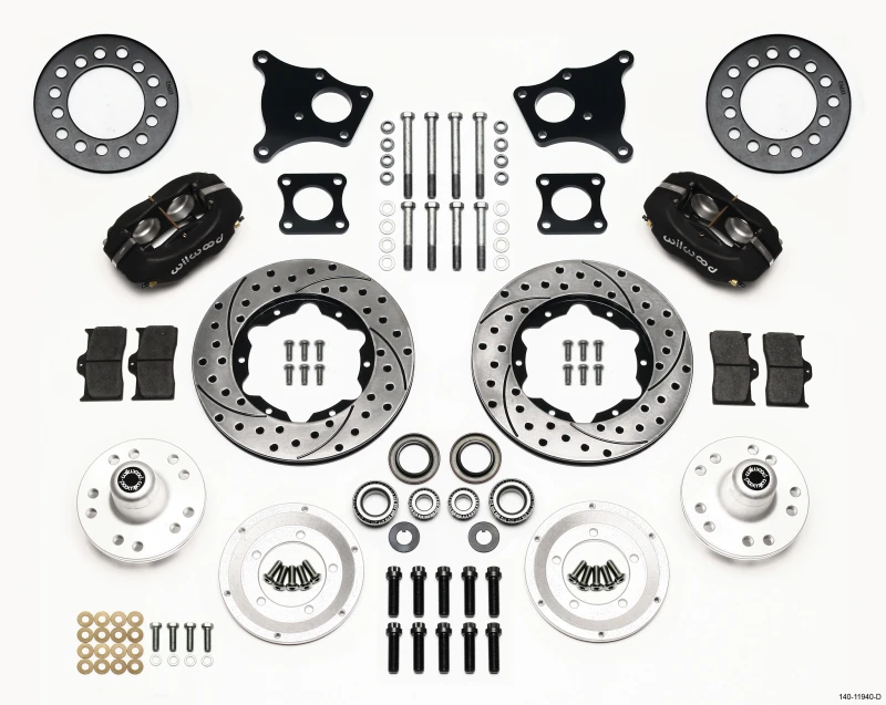 Wilwood Forged Dynalite Vorderrad-Kit 11,00 Zoll gebohrt AMC 71-76 OE-Scheibe ohne Bendix-Bremsen
