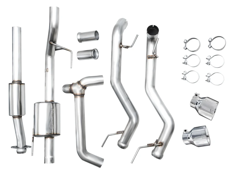 AWE Tuning 2021+ Ford F150 Tremor w/ Bumper Cutouts 0FG Resonated Catback w/ Chrome Silver Tips