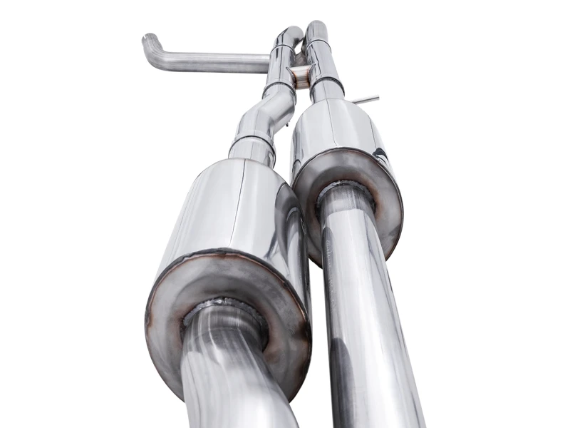AWE Tuning 4. Generation GM 1500 6.2L 0FG Catback Split Rear Exit (mit Bumper-Ausschnitten) - Quad Chrome-Spitzen